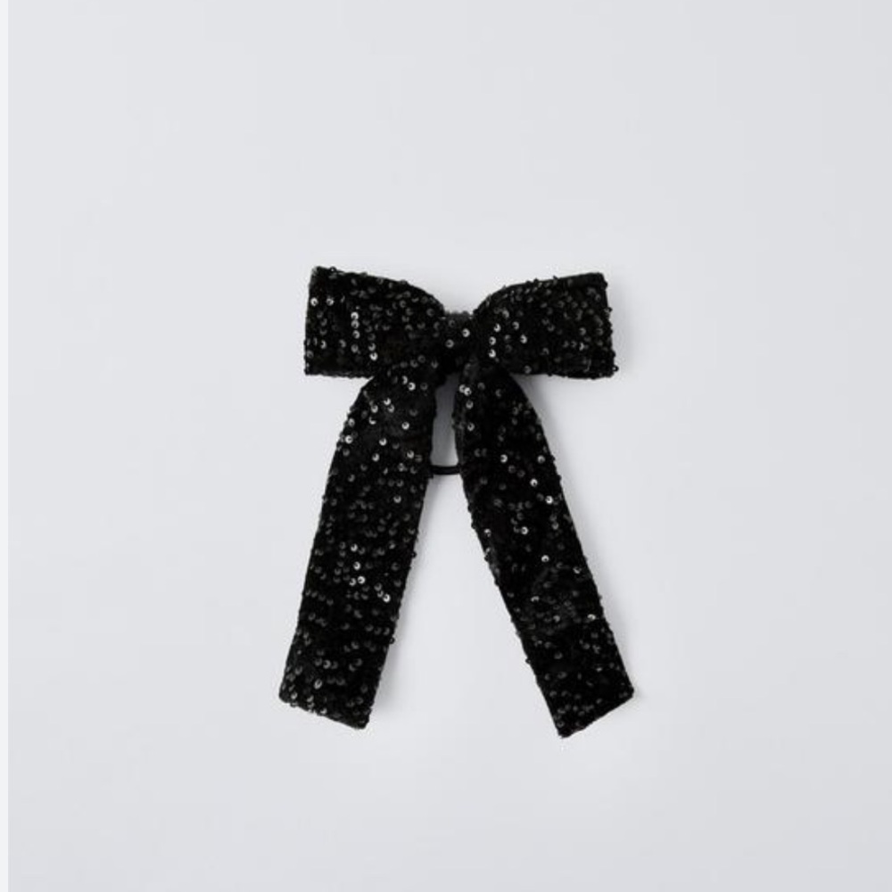Zara SEQUIN BOW HAIR TIE